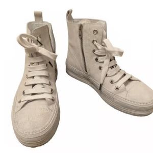 Ann Demeulemeester cream suede high top sneakers men’s 8.5/womens 10